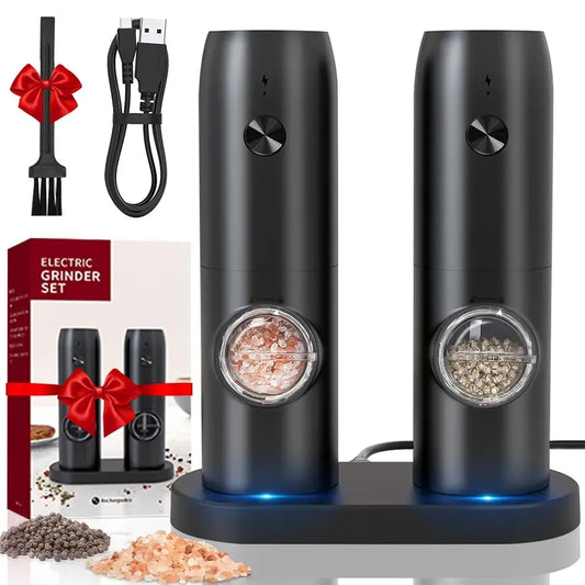 SmartSpice Pro - USB Rechargeable Automatic Salt and Pepper Grinder with Adjustable Coarseness and LED Light
