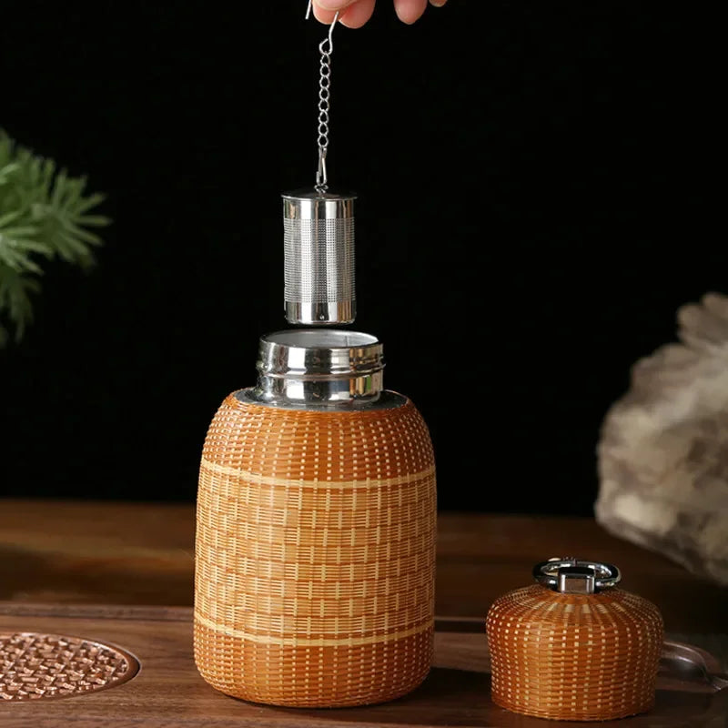 Artisan Bamboo Insulated Travel Cup - Stainless Steel Vacuum Bottle